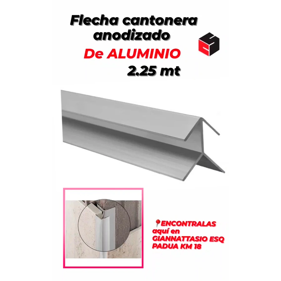 Flecha cantonera anodizado Aluminio 2.25mt