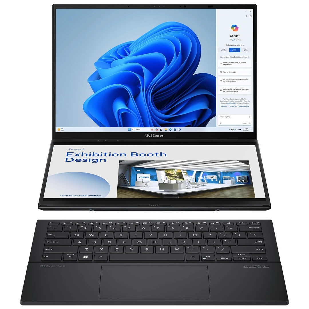 Notebook Asus Zenbook Duo Core Ultra 9 5.4Ghz, 32GB, 1TB SSD, DUAL 14» 3K Oled Touch