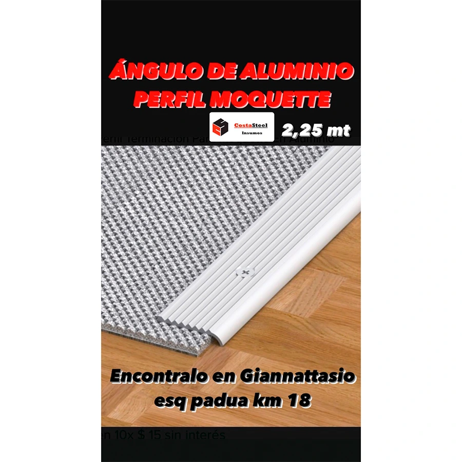 Perfil Aluminio moquette 3.50