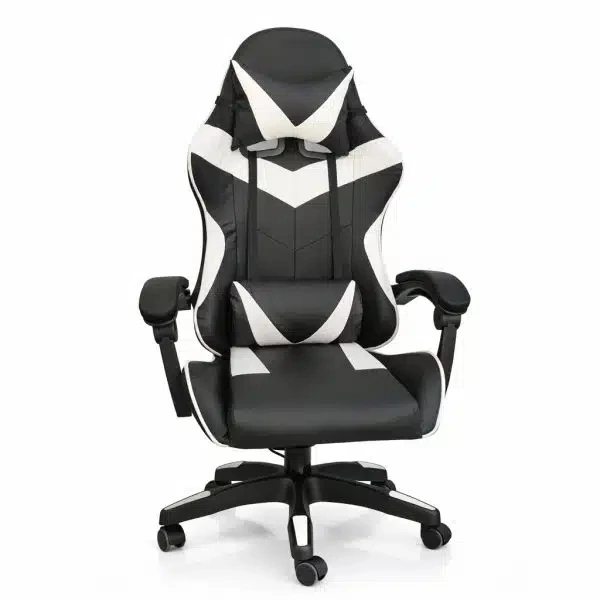 Silla Gamer ergonómica con masajes negra y blanca
