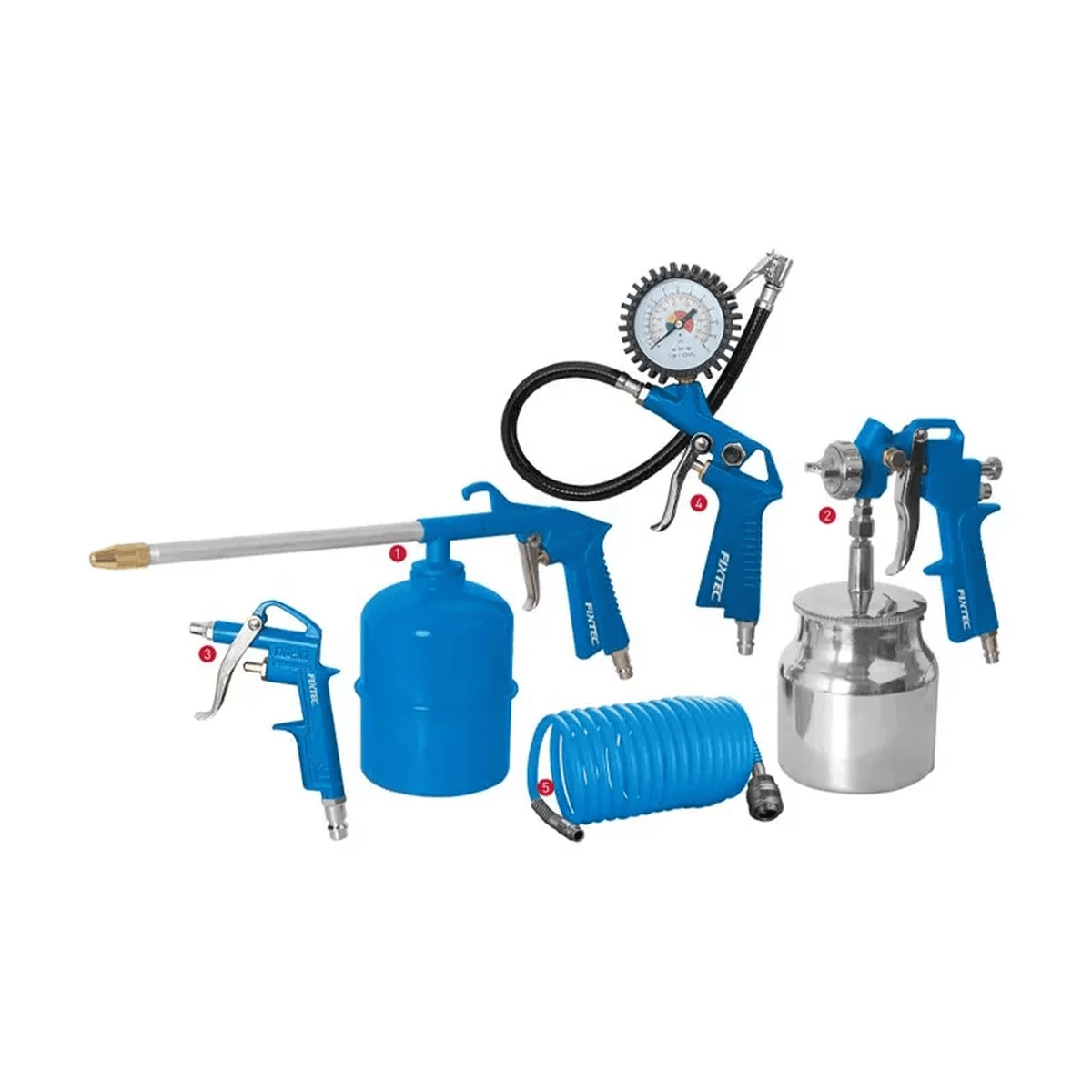 Kit de Pistola de Aire para Compresor 5 Piezas