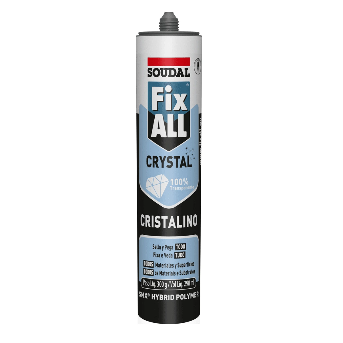 Adhesivo Sellador Soudal Fix All Crystal Cristalino Transparente – 290 mL