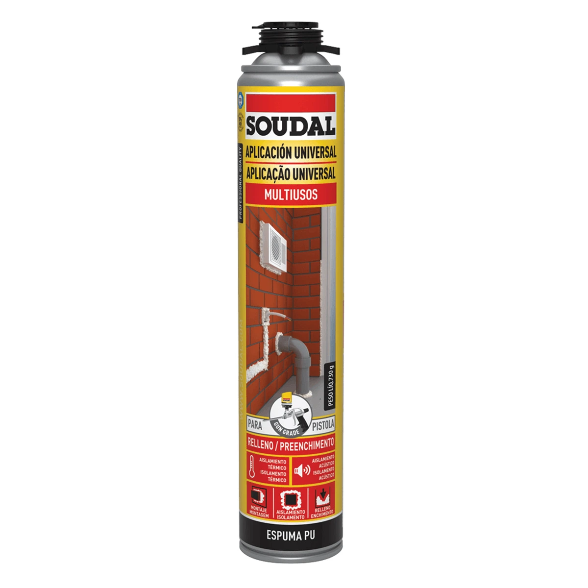 Espuma de Poliuretano Universal Soudal Amarilla – 750 mL