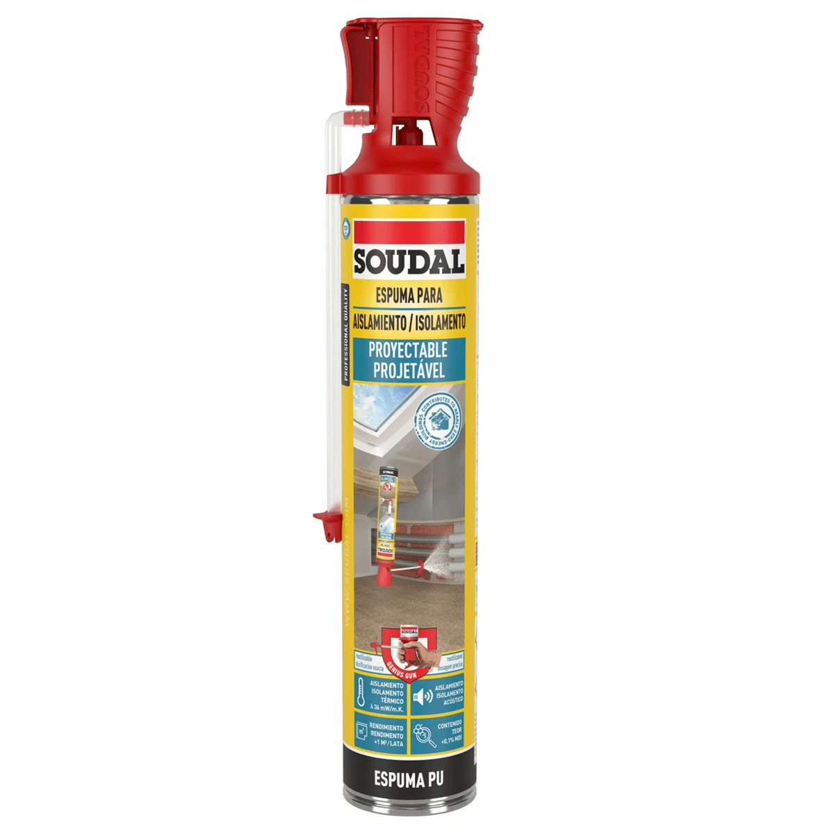 Espuma de Poliuretano Soudal Genius Gun Térmica Blanca – 600 mL