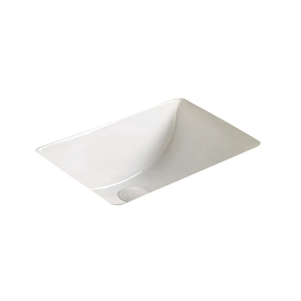 Bacha Rectangular De Empotrar De Loza Blanca Brillo con  Desague Aqualia
