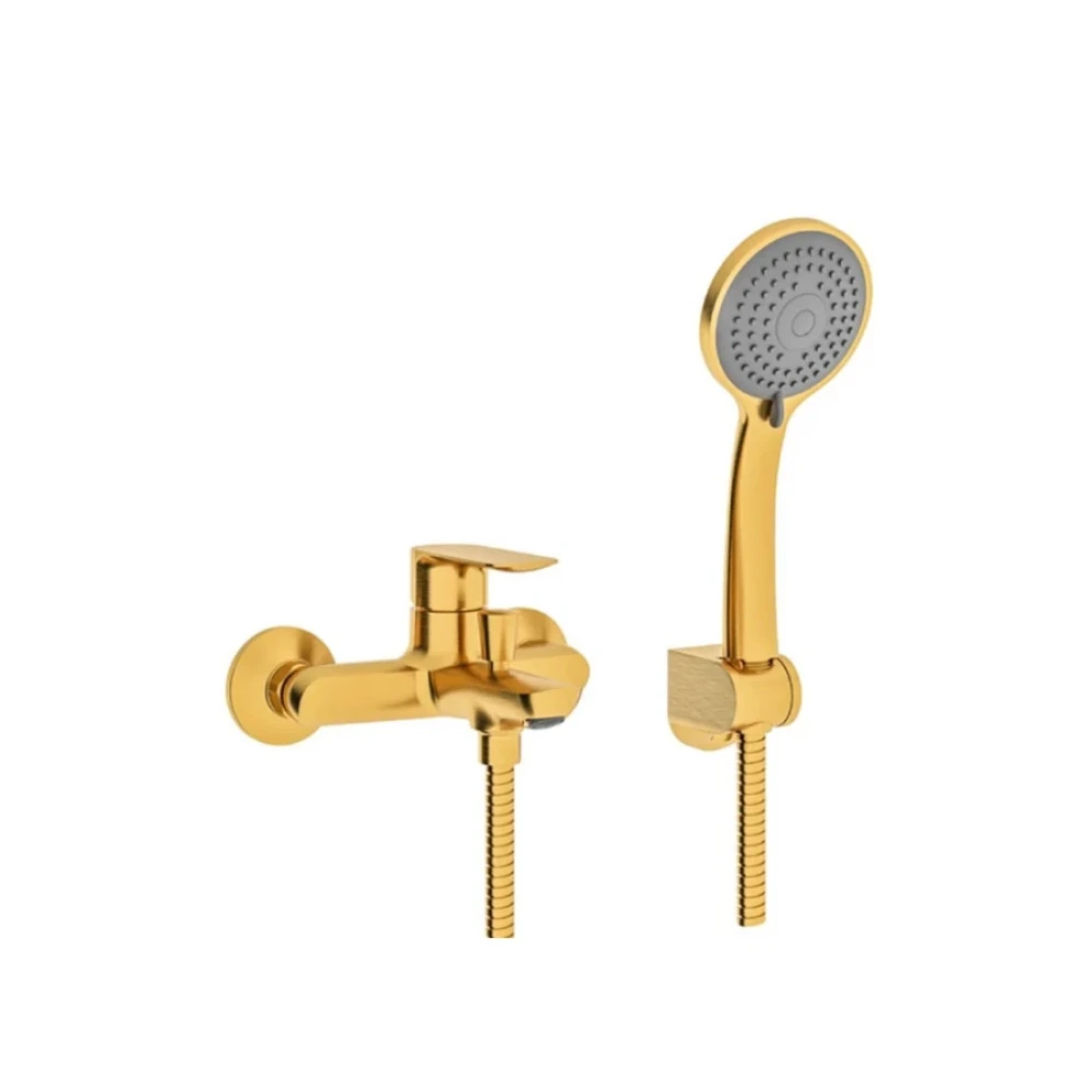 Grifería de Baño Ducha Monoc. Exterior Brushed Gold Linea Coty