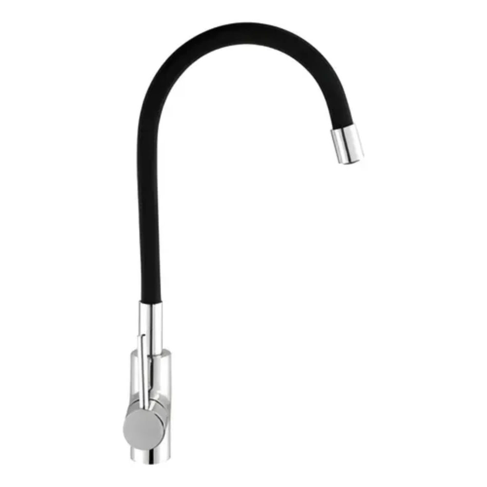 51335- Monoc. Mesada Wico Negro Pico Flexible CUERPO CROMADO
