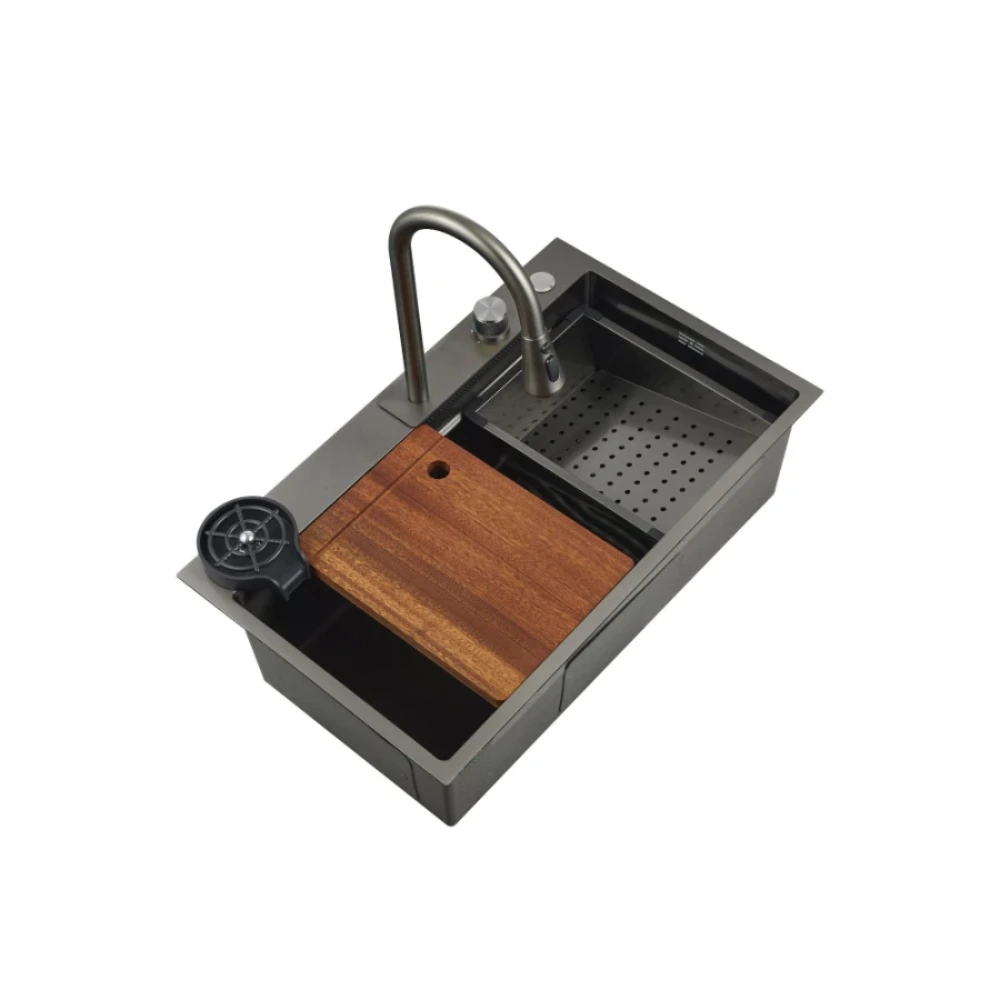 Pileta Simple 80 x 46  x 22 cm con Griferia y Accesorios Black VINDEX
