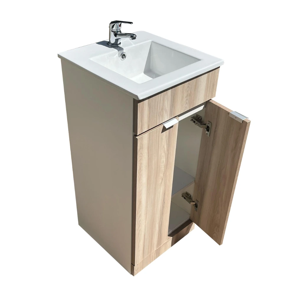 Mueble Grecia Recto 40 cm Marron Orinoco ,de pie, mesada losa.
