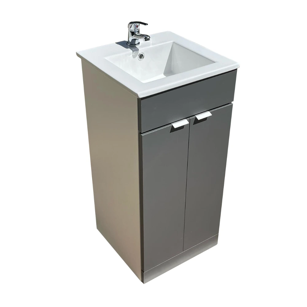 Mueble Grecia Recto 40 cm Grafito ,de pie, mesada losa.