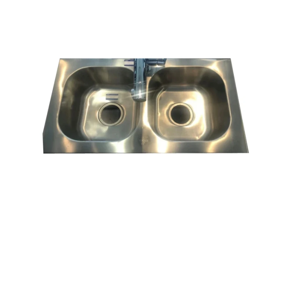 Pileta Doble 70 x 37 x 18 cm  de SOBREPONER Cromada Mate
