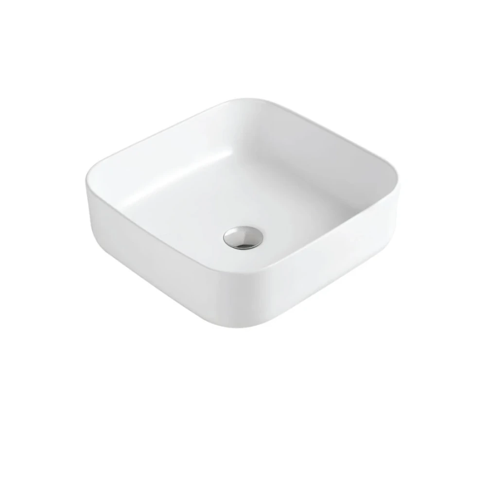 Lavatorio de Apoyo Cuadrado Blanco Brilloso Línea Zoe – 39,5 x 39,5 x 13,5 cm