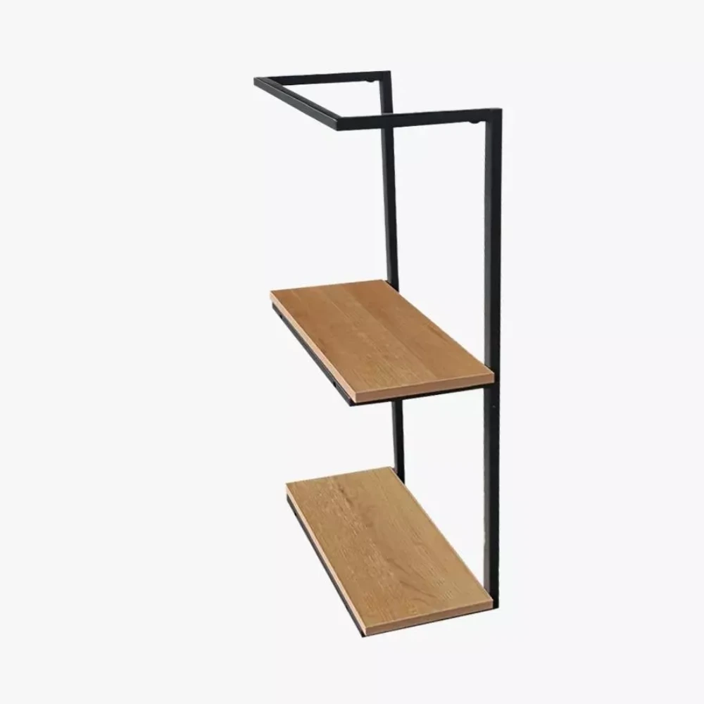 Repisa Doble Wood Estructura Black Metal