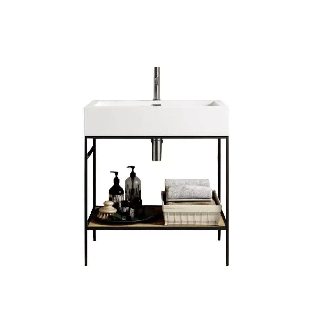 Mueble Metal Black + Bacha Resina White