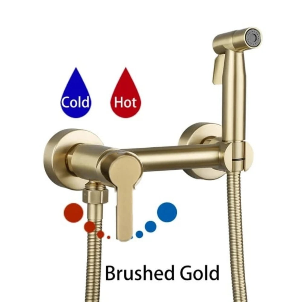 50802 -Ducha Higienica -Dorado Mate- 15cm Fria y Caliente