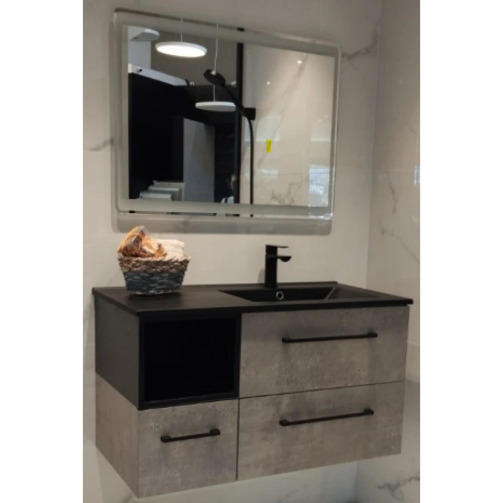 MUEBLE AMBAR 90*46.5*52 C/EST Y 3 CAJ GRIS con MESADA