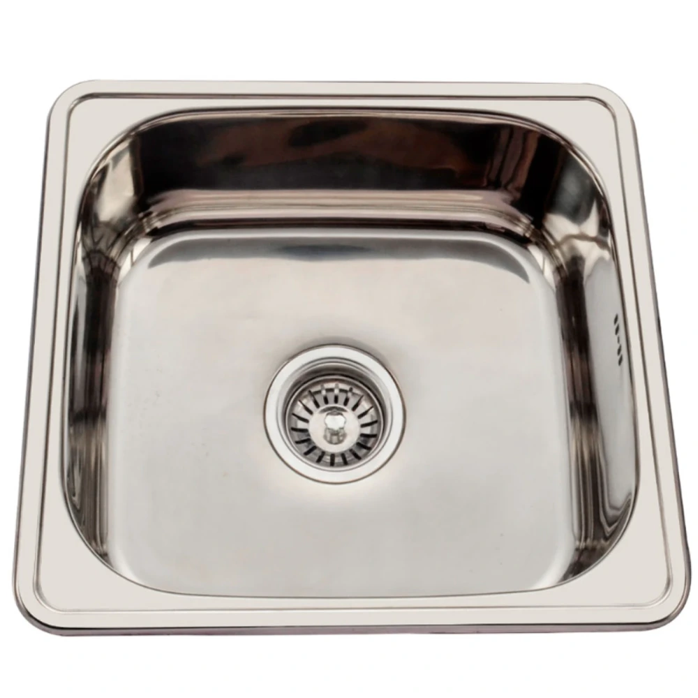 Pileta Simple Brillo De Acero Inoxidable 60 x 40 x20 cm  Dgc