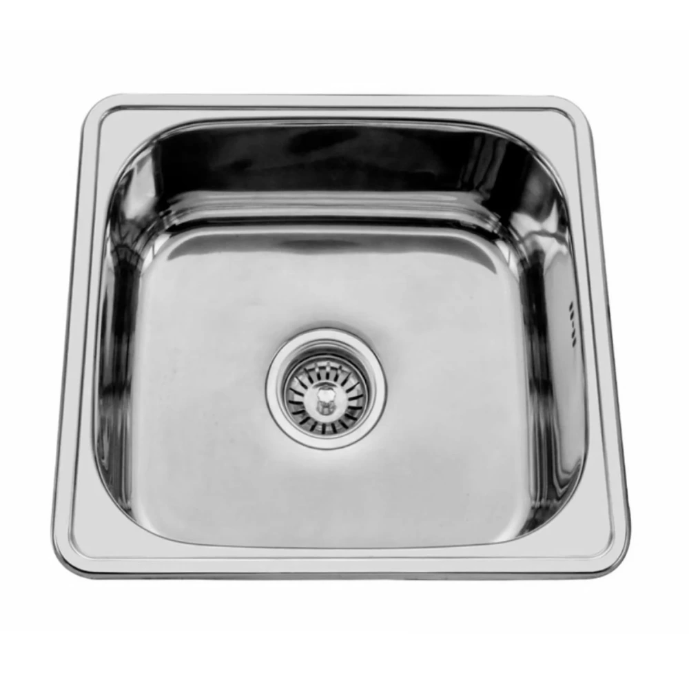 Pileta simple brillo para cocina de acero inoxidable 50x40x18cm dgc