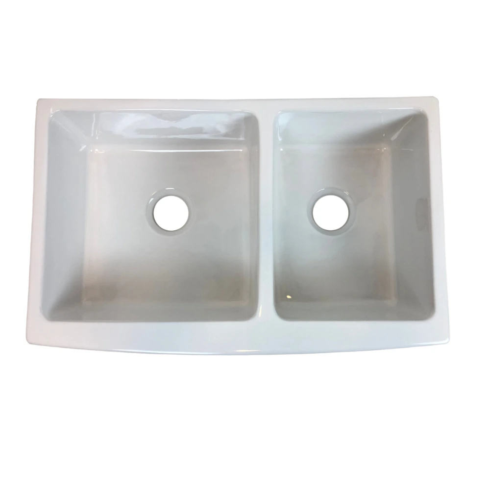 Pileta doble cerámica blanca frontal «country » 83 x 53 x 25cm.