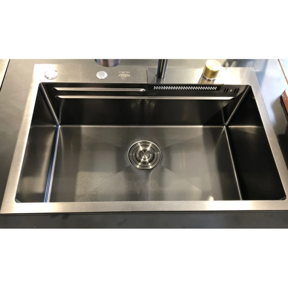 Pileta Simple Con Griferia Black 68 X 46 cm