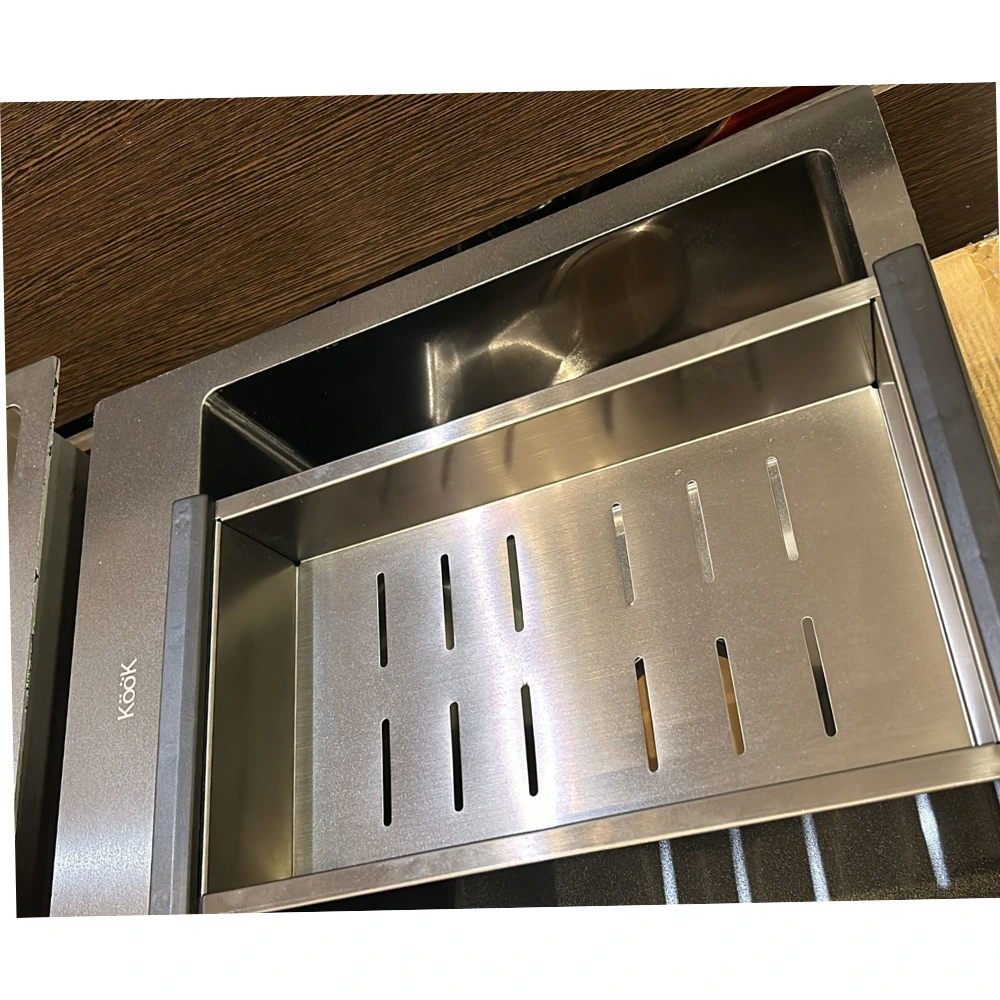 Escurridor acero inox Negro 36x20cm c/goma de apoyo p/pileta 5543SN