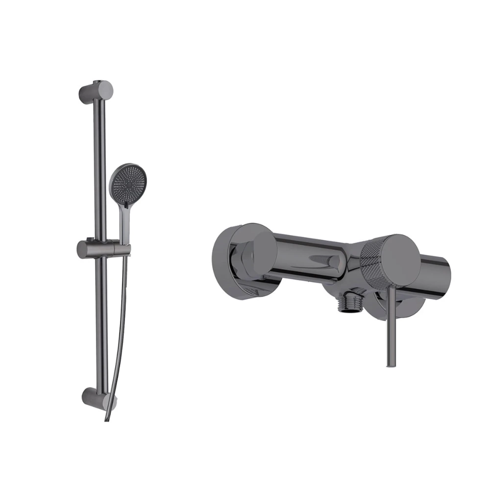 Griferia Monoc, Ducha Exterior c/ Barral . Linea FASANO – Gun Metal
