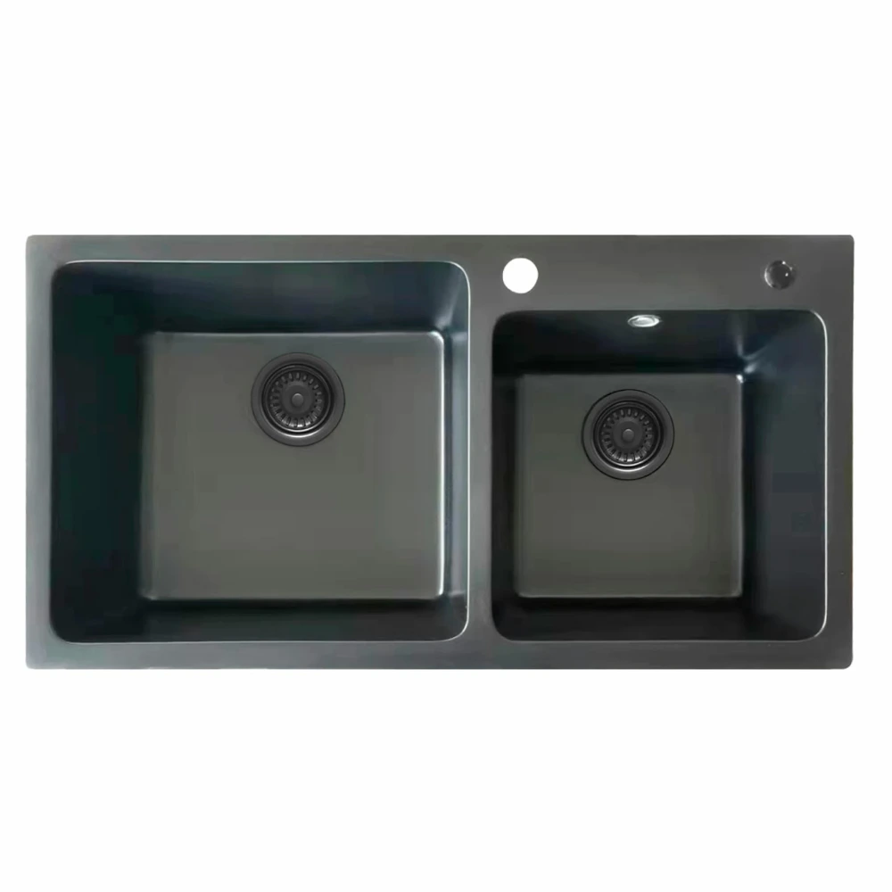 Pileta doble de Cuarzo AQUALIA -72x40x20cm (embutir)