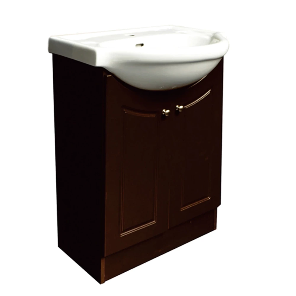 Mueble de baño wengue 610x305x864cm color chocolate con bacha loza