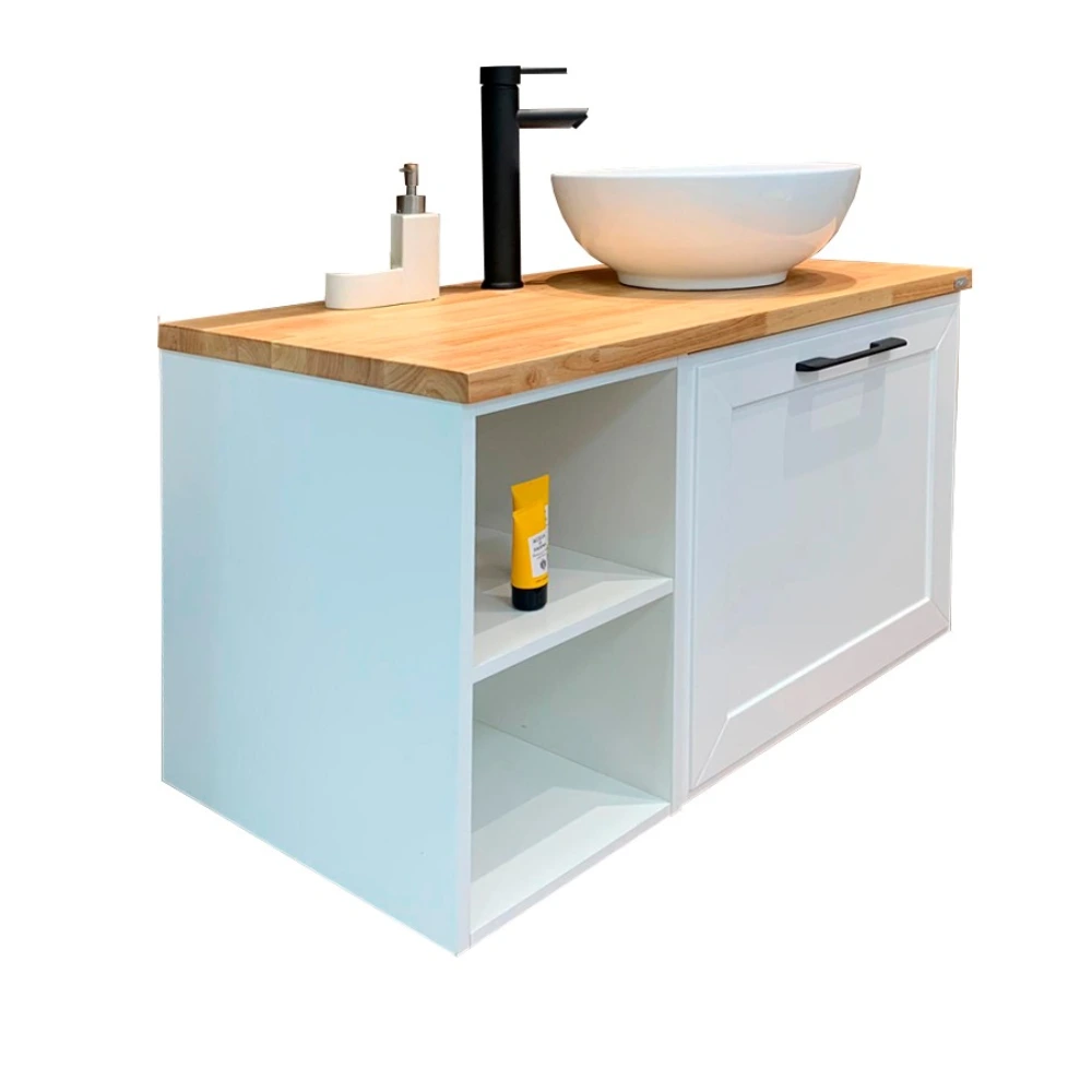 Mueble para bacha de apoyo 90x46x55cm con Mesada Roble