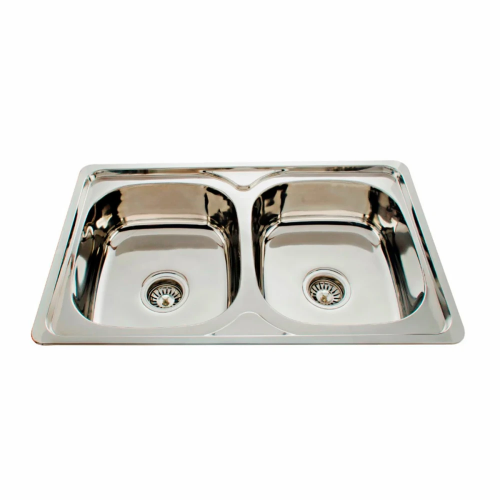 Pileta doble pulida (sobreponer) -77x44x20cm