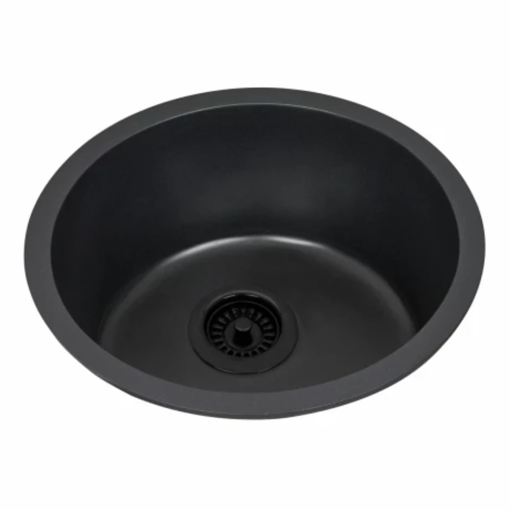 Pileta cuarzo redonda negro mate -46x46x20cm
