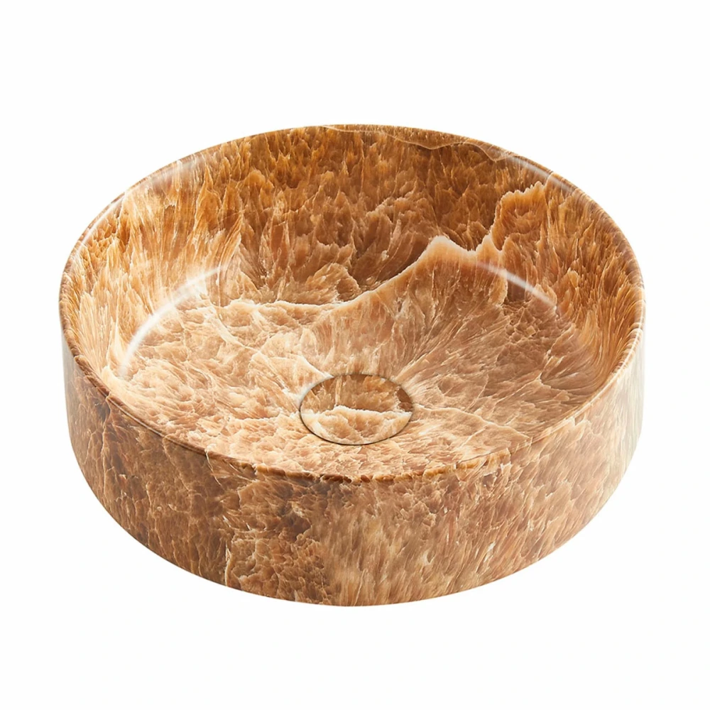 Bacha de apoyo SAUCE marmolada ocre -36cm (incluye valvula)