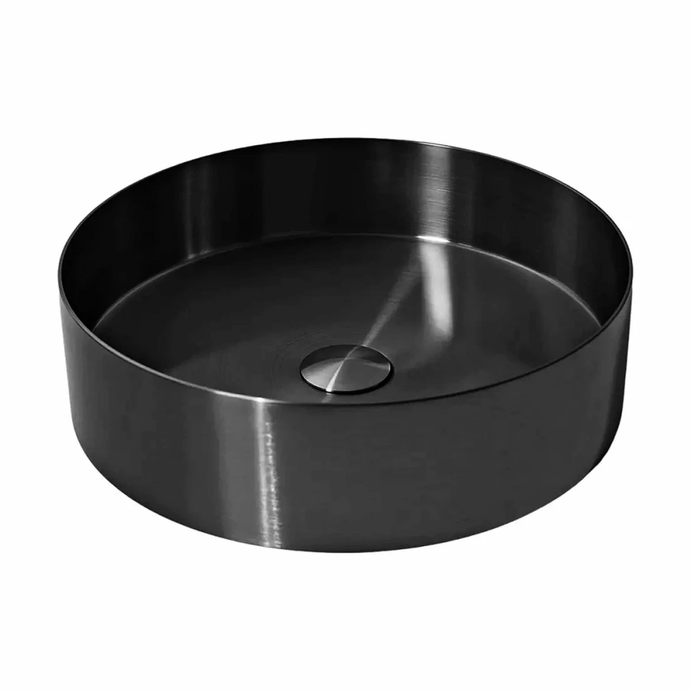 Bacha de apoyo BILOBA negra c/valv. tip top