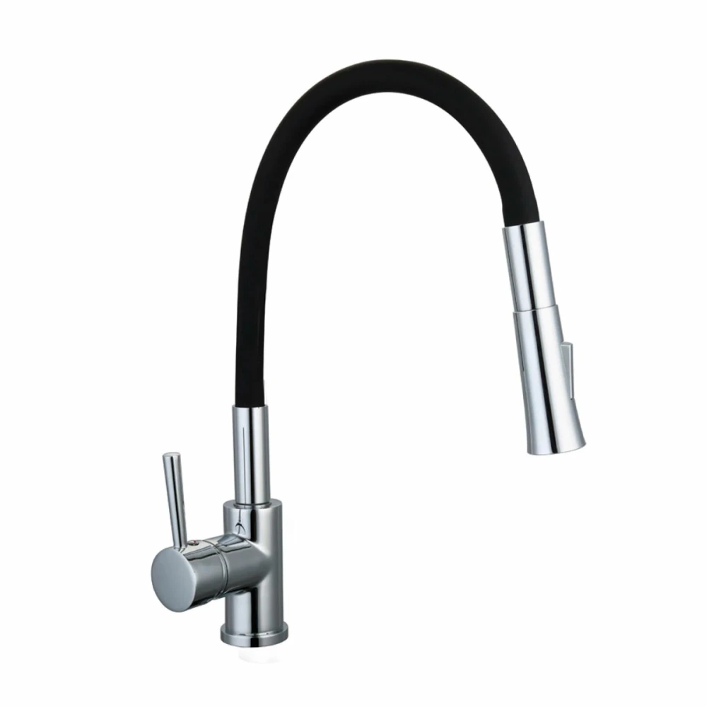 Griferia De Cocina Aqualia Con Manguera Flexible Negra