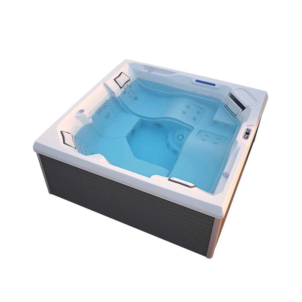 Hidromasaje exterior para 5 personas c/calentador, parlantes con bluetooth, cobertor y escalera 210x210x90cm