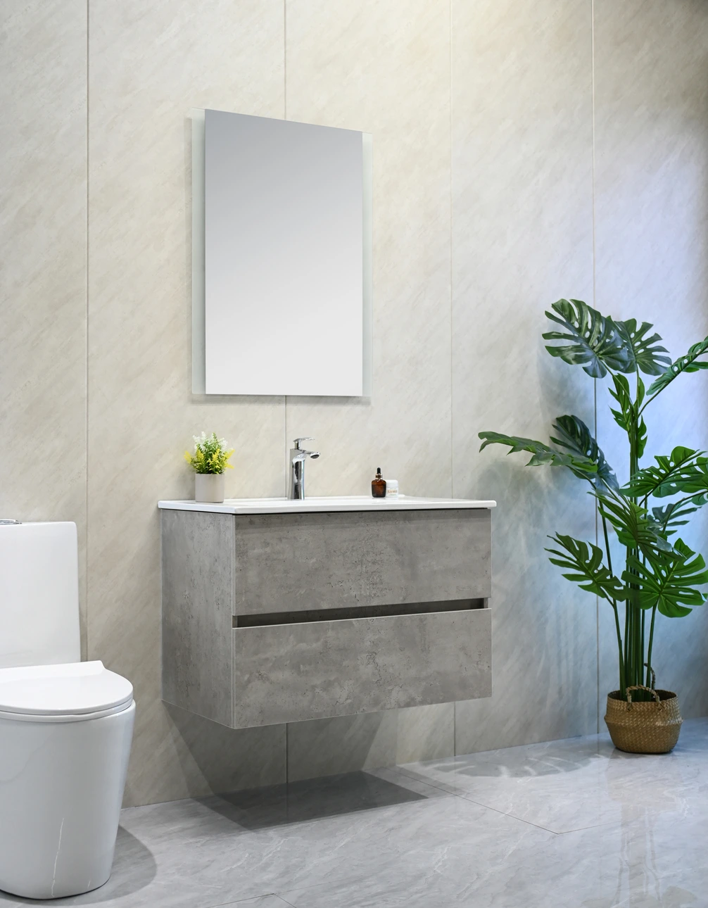 Mueble c/bacha 80cm-Gris claro  ROZ80-1656