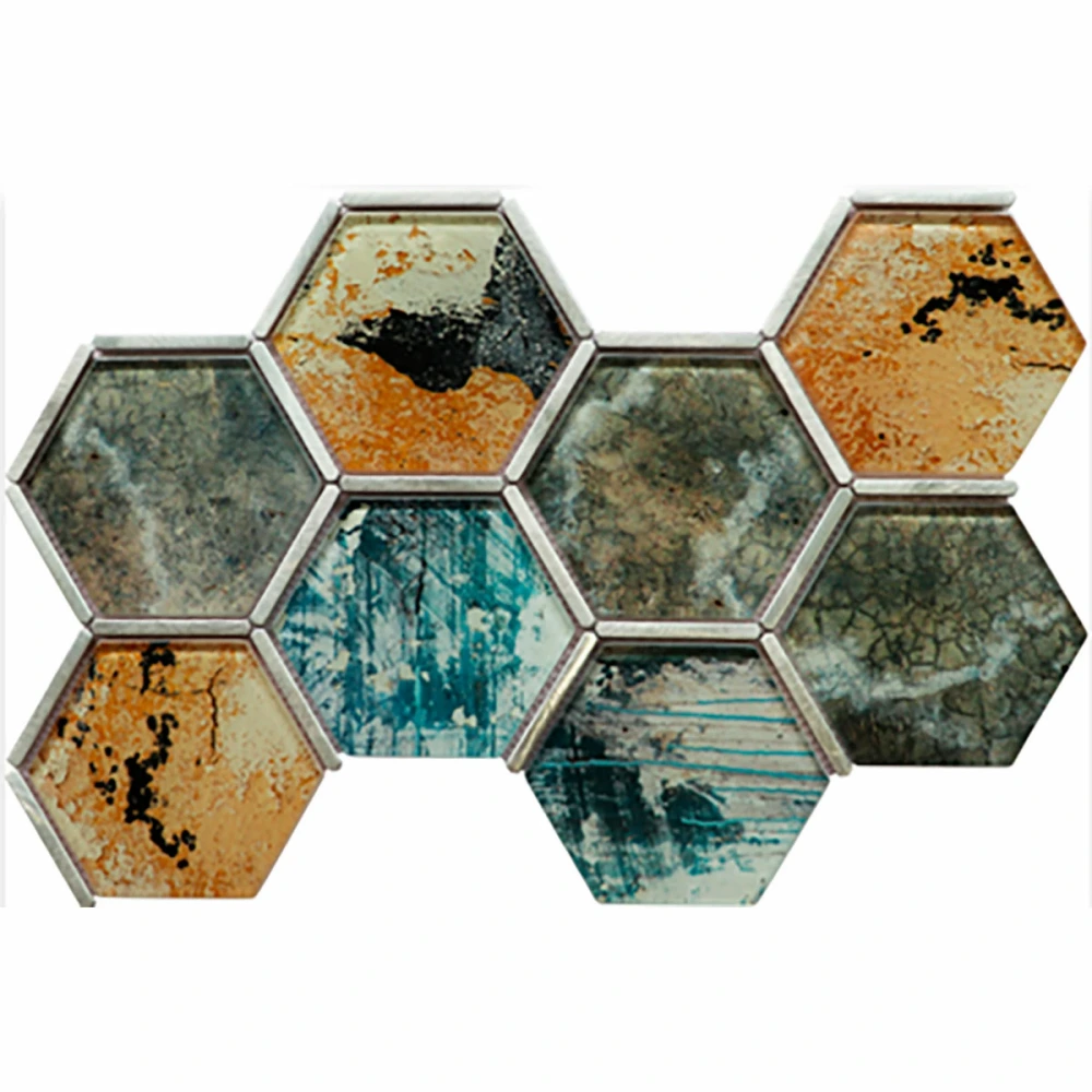 Mosaico vidrio hexagonal Mix (10×10)