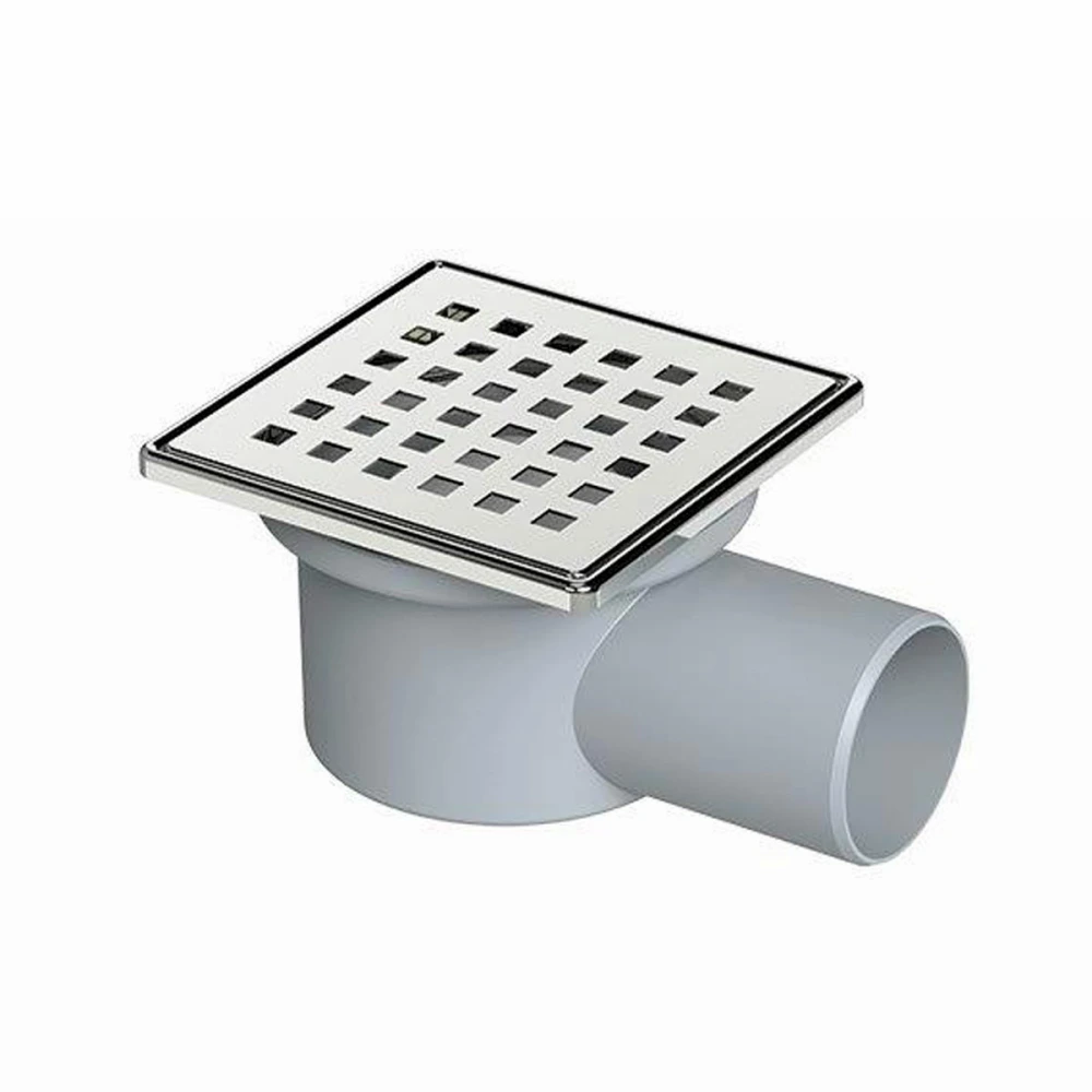 Desagüe 10×10 cromado con salida horizontal