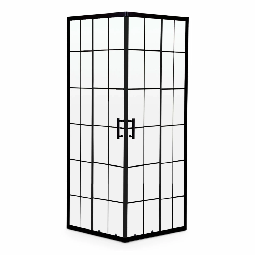 Mampara esquinera 90x90x200 color negro mate,no incluye plato de ducha