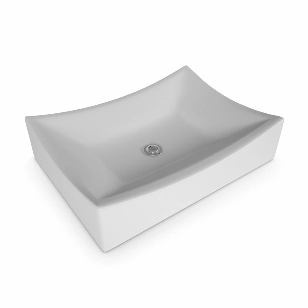 Bacha rectangular de loza blanca para apoyo 52x42x13