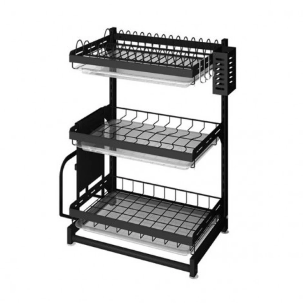 Escurridor de platos 3 pisos – NEGRO MATE