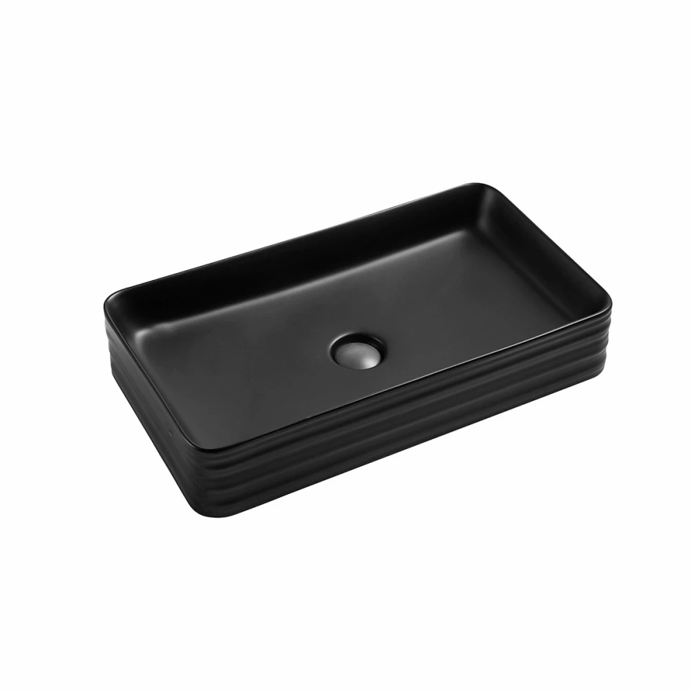 Bacha de apoyo rectangular ARRAYAN negro mate (incluye valvula)