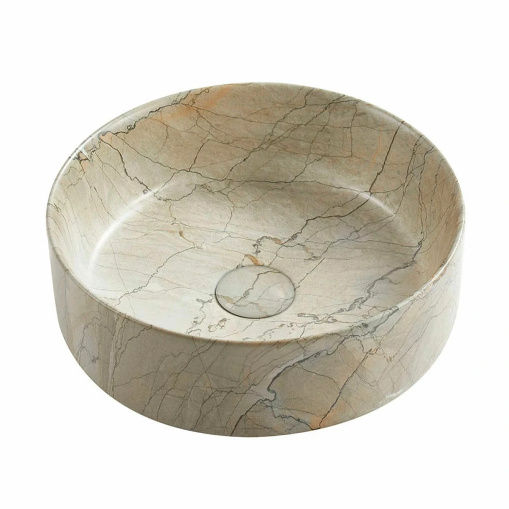 Bacha de apoyo SAUCE marmolada beige -36cm (incluye valvula)