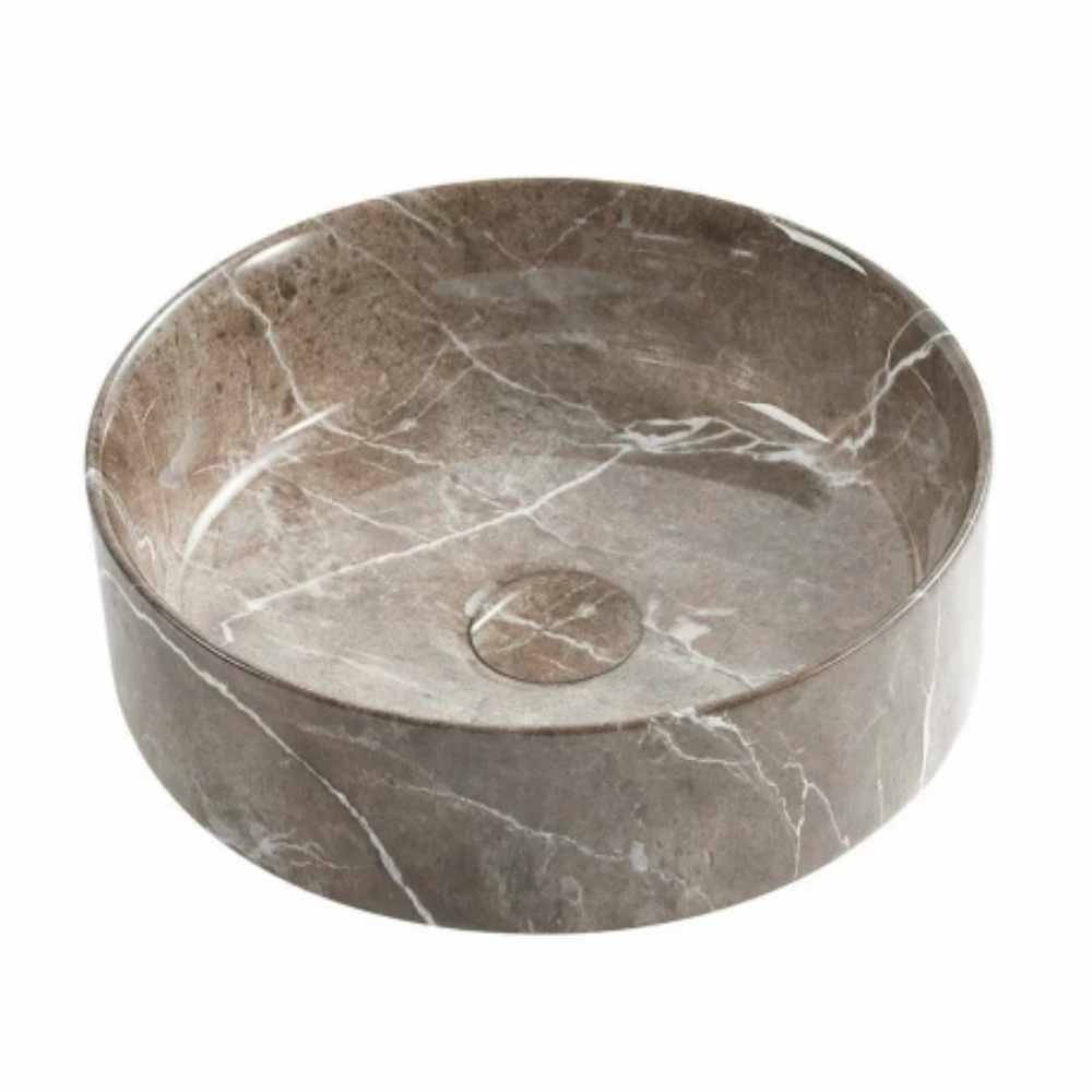Bacha de apoyo SAUCE marmolada marron -36cm (incluye valvula)