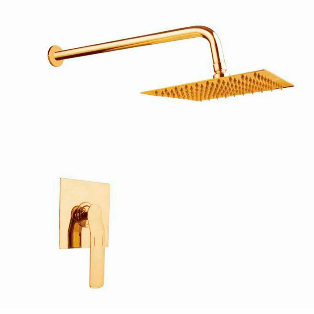Ducha de embutir oro MODENA (incluye brazo y roseta)