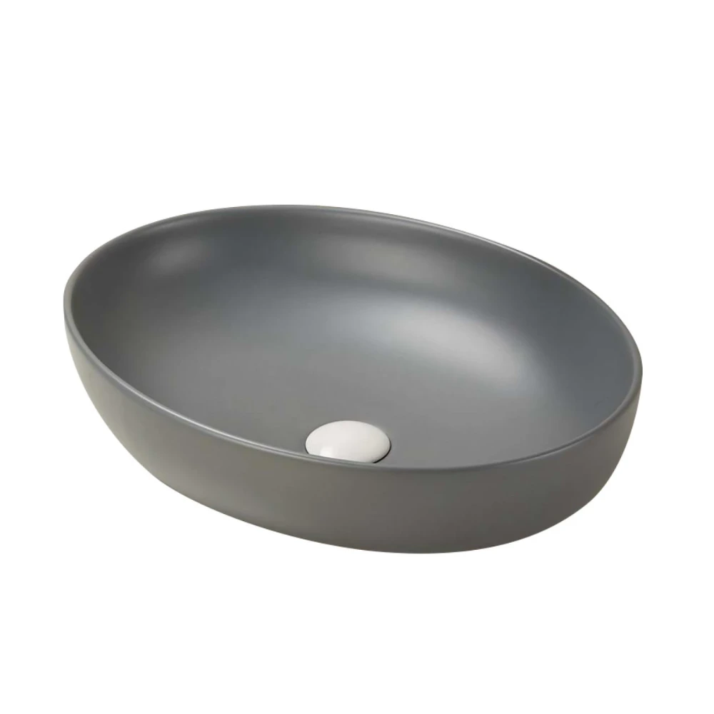 Bacha de loza 51.5x39x14.5cm de apoyo gris mate