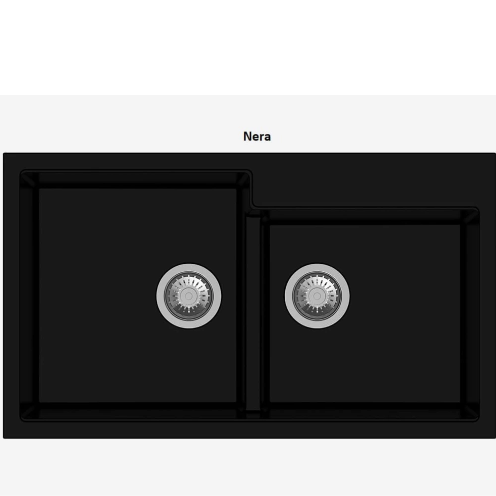 Pileta Doble Linea Cuarzo- QD-NERA 86x50x20 cm