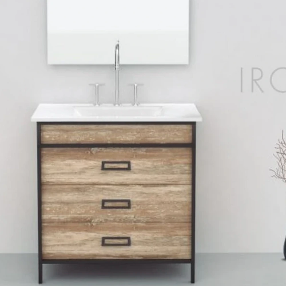 Mueble Iron 100cm 3 cajones Roble/Negro