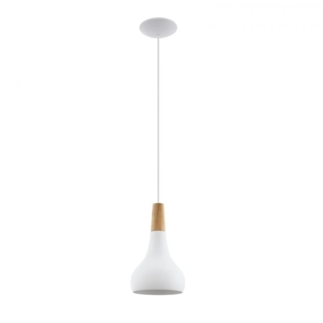 Campana metal blanco y madera