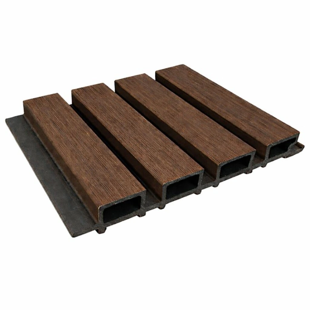 REVESTIMIENTO EXTERIOR WPC - PANEL 22 CM X 2.90 MT MARRON CON BASE NEGRA